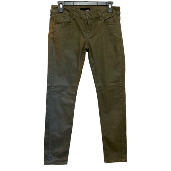 The Kooples Khaki Leather Effect Coated Jeans Ankle Length sz 28 - Picture 2 of 9